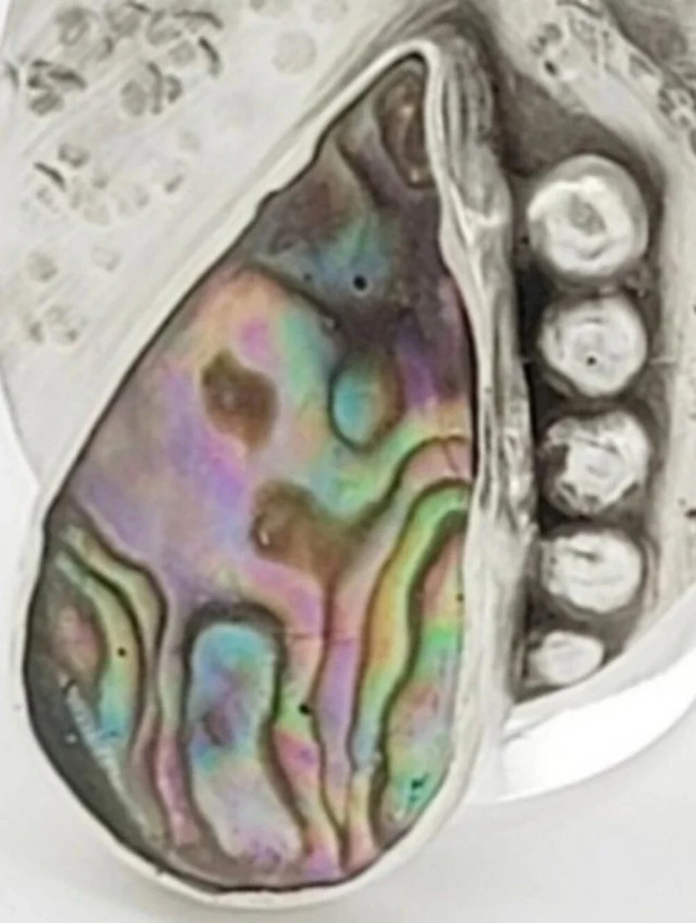 ABALON ABSTRACT AMETHYST PENDANT HANDMADE IN STERLING SILVER METAL W/ SS CHAIN